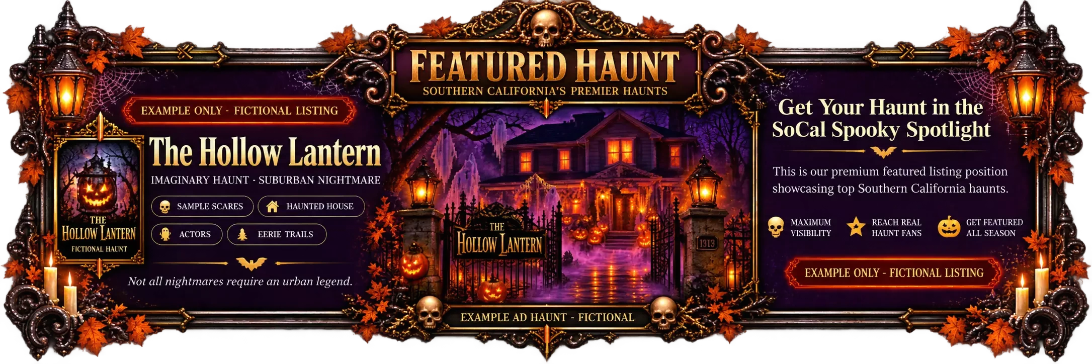Featured Haunt example — get your haunt in the SoCal Spooky spotlight (example only, fictional listing)